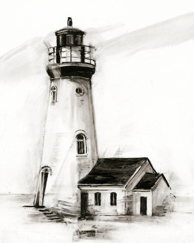 Lighthouse Study I White Modern Wood Framed Art Print with Double Matting by Harper, Ethan