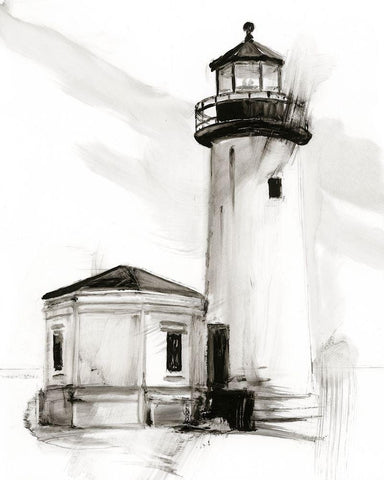 Lighthouse Study II White Modern Wood Framed Art Print with Double Matting by Harper, Ethan