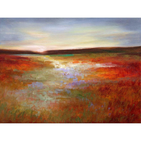 Light Across the Meadow I Gold Ornate Wood Framed Art Print with Double Matting by Finch, Sheila