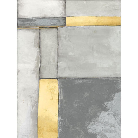 Linear Grey I Gold Ornate Wood Framed Art Print with Double Matting by Goldberger, Jennifer