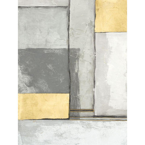 Linear Grey III Gold Ornate Wood Framed Art Print with Double Matting by Goldberger, Jennifer