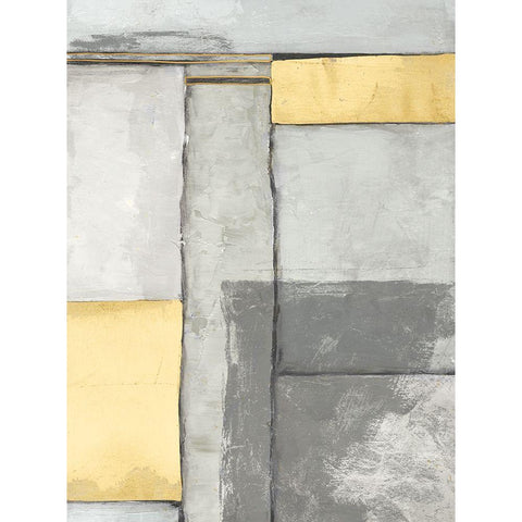 Linear Grey IV Gold Ornate Wood Framed Art Print with Double Matting by Goldberger, Jennifer