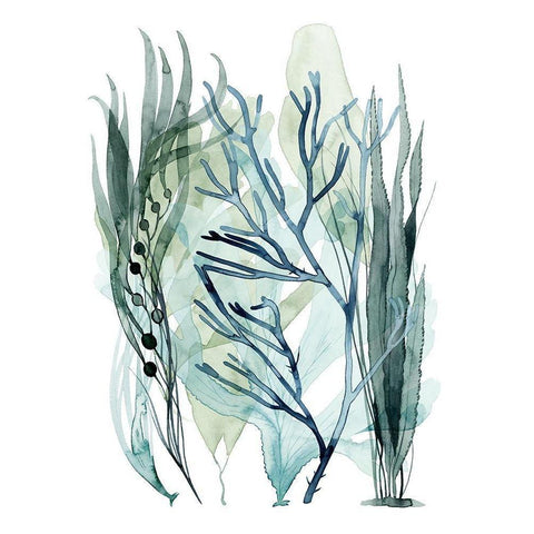 Sea Leaves III Gold Ornate Wood Framed Art Print with Double Matting by Popp, Grace