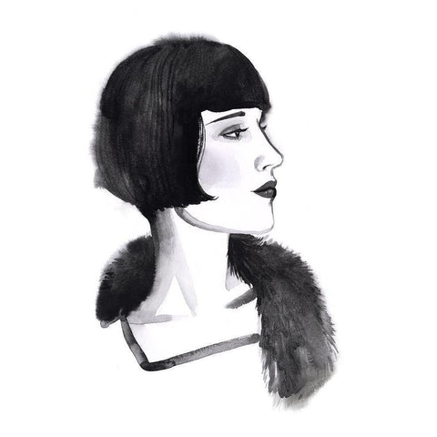 Gatsby Girl I Black Modern Wood Framed Art Print with Double Matting by Popp, Grace