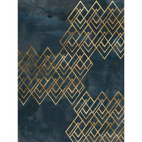 Deco Pattern in Blue I White Modern Wood Framed Art Print by Vess, June Erica