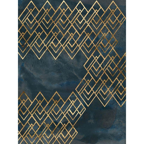 Deco Pattern in Blue IV Black Modern Wood Framed Art Print by Vess, June Erica