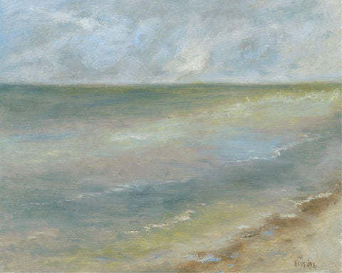 Ocean Walk I White Modern Wood Framed Art Print with Double Matting by Wendling, Marilyn