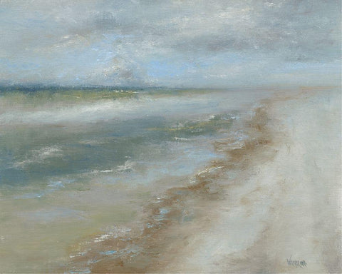 Ocean Walk II White Modern Wood Framed Art Print with Double Matting by Wendling, Marilyn
