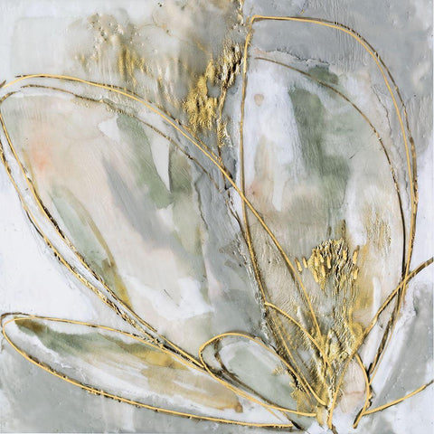 Blooming Gold II White Modern Wood Framed Art Print by Goldberger, Jennifer