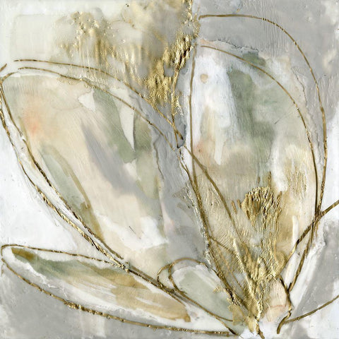 Blooming Gold II White Modern Wood Framed Art Print by Goldberger, Jennifer