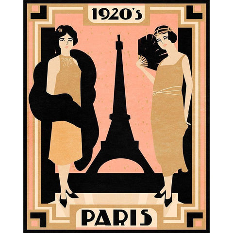 1920s Paris I Gold Ornate Wood Framed Art Print with Double Matting by Warren, Annie