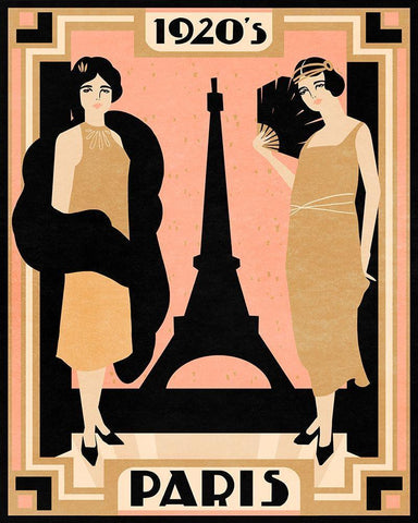 1920s Paris I White Modern Wood Framed Art Print with Double Matting by Warren, Annie