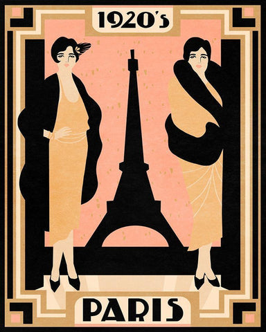 1920s Paris II White Modern Wood Framed Art Print with Double Matting by Warren, Annie