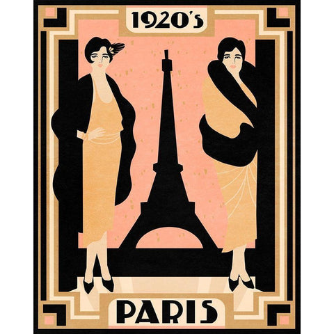 1920s Paris II Black Modern Wood Framed Art Print with Double Matting by Warren, Annie