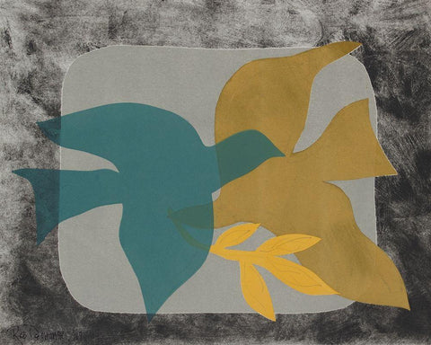 Dove Composition I White Modern Wood Framed Art Print with Double Matting by Delamater, Rob