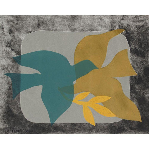 Dove Composition I Gold Ornate Wood Framed Art Print with Double Matting by Delamater, Rob