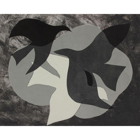 Dove Composition II Black Modern Wood Framed Art Print by Delamater, Rob