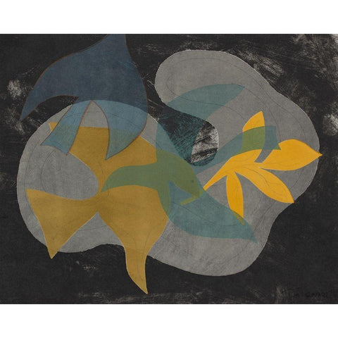 Dove Composition III Black Modern Wood Framed Art Print with Double Matting by Delamater, Rob