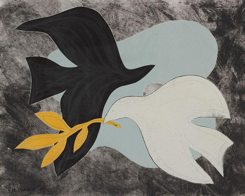 Dove Composition IV Black Ornate Wood Framed Art Print with Double Matting by Delamater, Rob