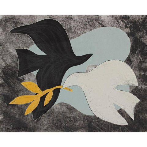 Dove Composition IV Black Modern Wood Framed Art Print by Delamater, Rob