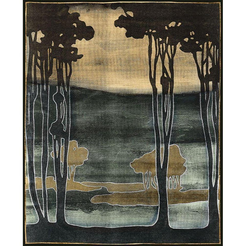 Nouveau Trees I Gold Ornate Wood Framed Art Print with Double Matting by Goldberger, Jennifer