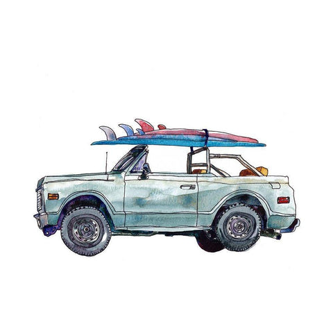 Surfin Wheels I Black Modern Wood Framed Art Print with Double Matting by McCreery, Paul