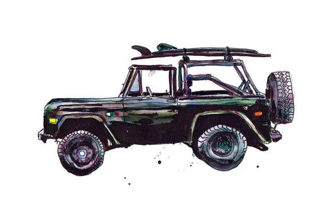 Surfin Wheels II Black Ornate Wood Framed Art Print with Double Matting by McCreery, Paul