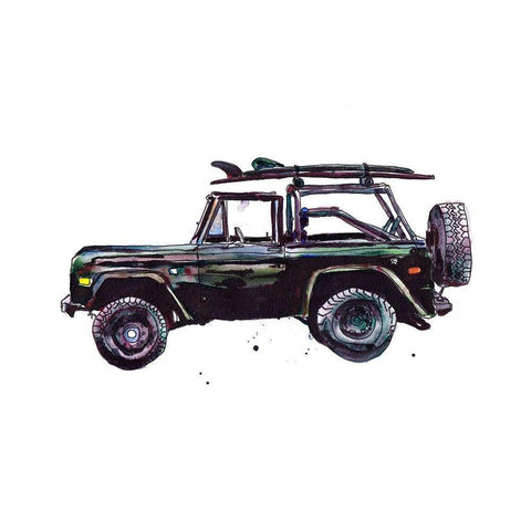 Surfin Wheels II Black Modern Wood Framed Art Print with Double Matting by McCreery, Paul