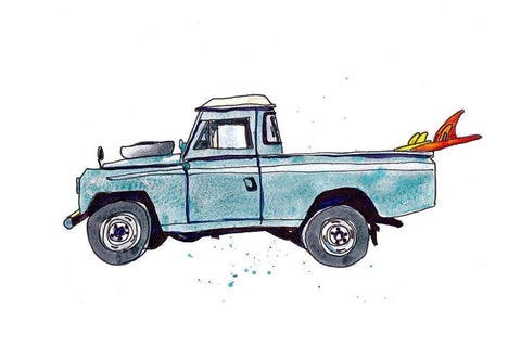 Surfin Wheels III White Modern Wood Framed Art Print with Double Matting by McCreery, Paul