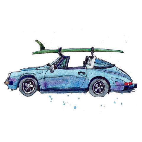 Surfin Wheels IV Black Modern Wood Framed Art Print by McCreery, Paul