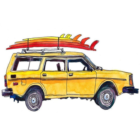 Surfin Wheels V White Modern Wood Framed Art Print by McCreery, Paul