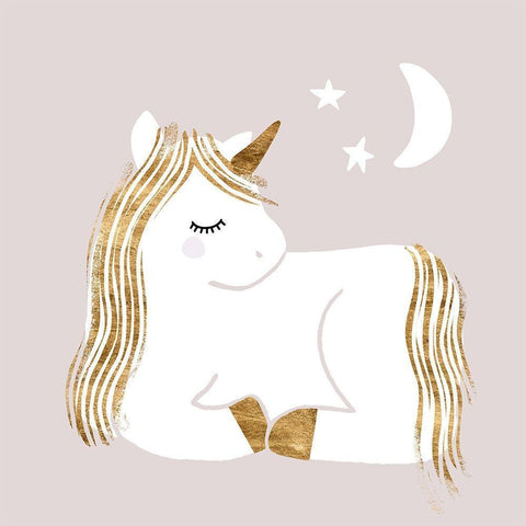 Sleepy Unicorn II Black Modern Wood Framed Art Print by Barnes, Victoria