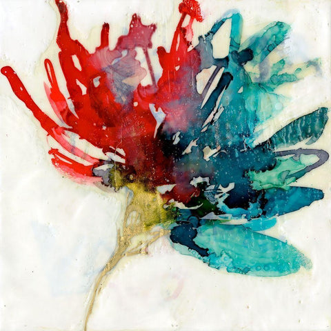 Splashed Flower I Black Ornate Wood Framed Art Print with Double Matting by Goldberger, Jennifer