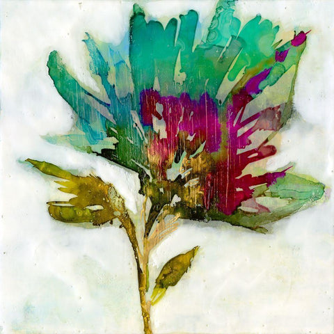 Fuchsia Splash I Black Ornate Wood Framed Art Print with Double Matting by Goldberger, Jennifer