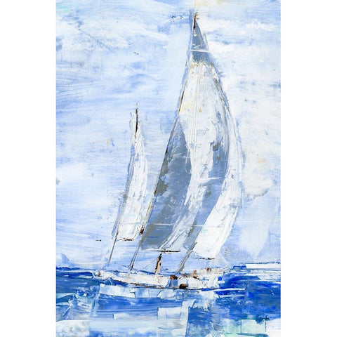 Blue Sails II Black Modern Wood Framed Art Print with Double Matting by Harper, Ethan