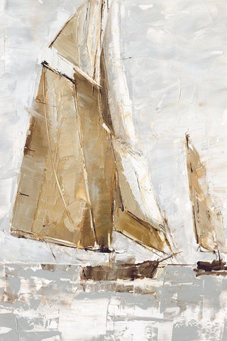 Golden Sails I White Modern Wood Framed Art Print with Double Matting by Harper, Ethan