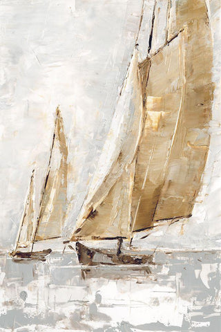 Golden Sails II White Modern Wood Framed Art Print with Double Matting by Harper, Ethan