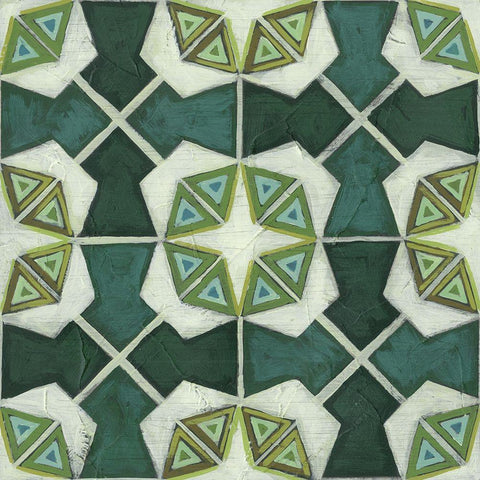 Palm Piazza Tile IV Black Ornate Wood Framed Art Print with Double Matting by Vess, June Erica