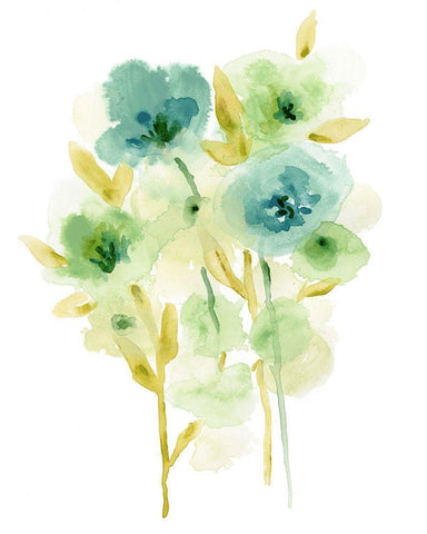 Meadow Bouquet I White Modern Wood Framed Art Print with Double Matting by Vess, June Erica