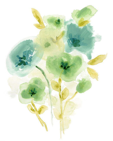 Meadow Bouquet II White Modern Wood Framed Art Print with Double Matting by Vess, June Erica