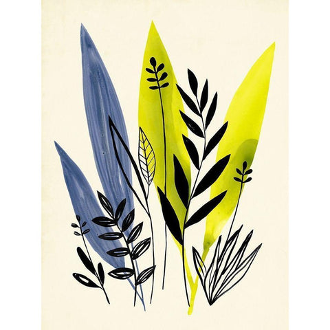 Dancing Leaf Collage I White Modern Wood Framed Art Print by Warren, Annie