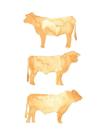 Hereford Trio I White Modern Wood Framed Art Print with Double Matting by Green, Jacob