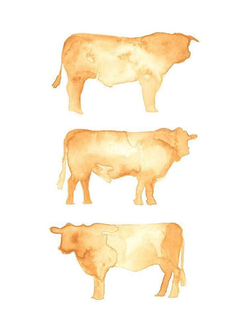 Hereford Trio II White Modern Wood Framed Art Print with Double Matting by Green, Jacob