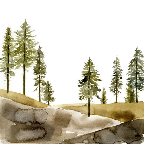 Pine Hill I Black Modern Wood Framed Art Print by Green, Jacob