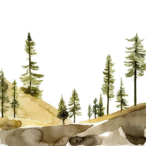 Pine Hill II Black Modern Wood Framed Art Print with Double Matting by Green, Jacob