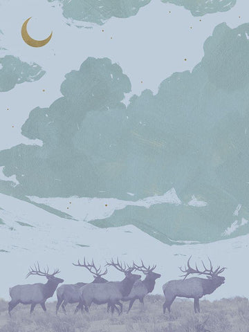 Pop Art Elk I White Modern Wood Framed Art Print with Double Matting by Green, Jacob