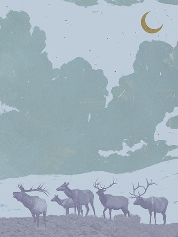 Pop Art Elk II Black Ornate Wood Framed Art Print with Double Matting by Green, Jacob