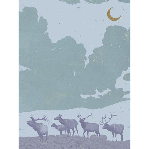 Pop Art Elk II Black Modern Wood Framed Art Print with Double Matting by Green, Jacob