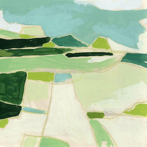 Greenscape I Black Modern Wood Framed Art Print by Vess, June Erica