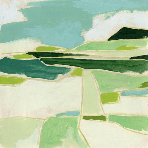 Greenscape II White Modern Wood Framed Art Print by Vess, June Erica